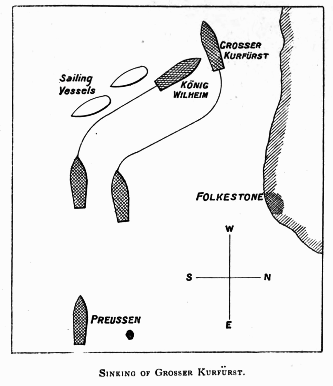 plan of the ships courses during the collision